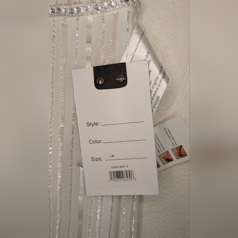 Mac Duggal Ivory Sequin Embellished Midi Dress - Picture 11 of 14